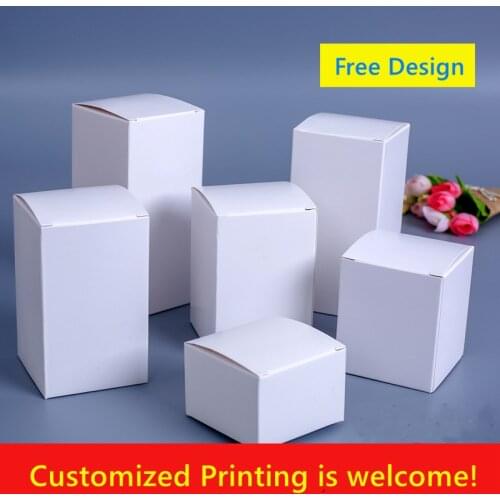 50pcs/Lot White Cardboard Packaging Box 350G Square Blank Small Gift Box Paper Packages Various Sizes