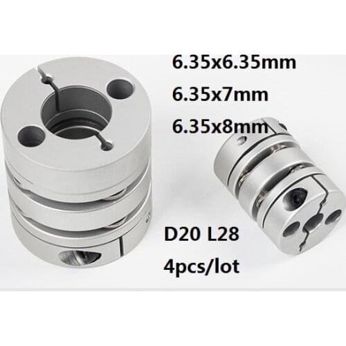 6.35x6.35mm 6.35x7mm 6.35x8mm Double diaphragm Disc coupling coupler screw rod servo motor encoder shaft coupling D20 L28