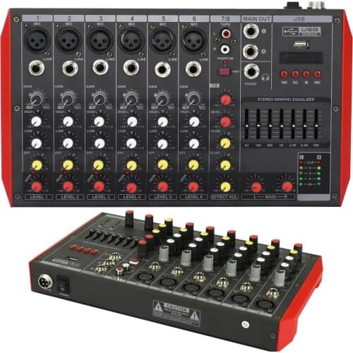 MiCWL YAMAH MG8 8 Microphone Channel Sound Mixing Audio Console DJ Mixer With 48V Phantom Gain EQ USB TAPE