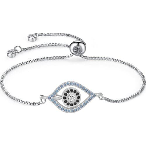 AAA Cubic Zirconia Stones Black Evil Eye Luck Charm Bracelet Women Seasonally Popular Everyday Delicate CZ Chic Jewelry Present