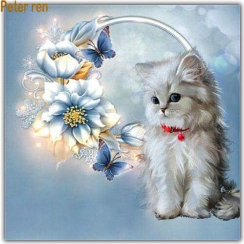 Diamond painting animal cross stitch cat Square\Round diamond mosaic Rhinestone crafts Full Diamond embroidery Kitten butterfly