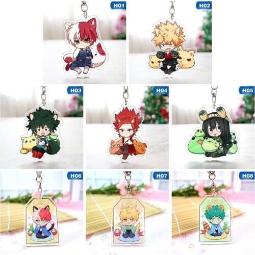 Anime My Hero Academia Keychain Todoroki Shouto Cosplay Double Sided Transparent Acrylic Key Chain Cute Funny Jewelry Fans Gift