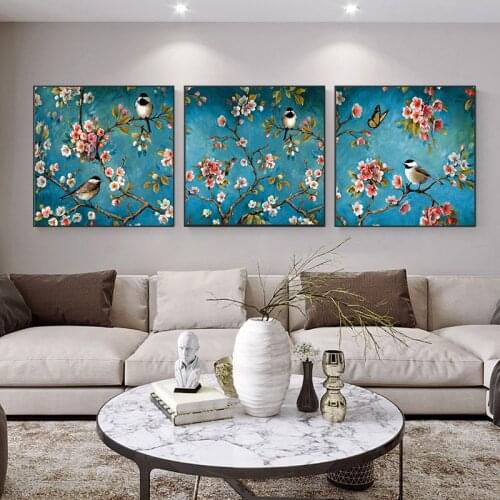 Large Flowers Canvas Art Oil Paintings Home Decor Flowers Birds Art Prints Modern Pictures for Living Room Cuadros