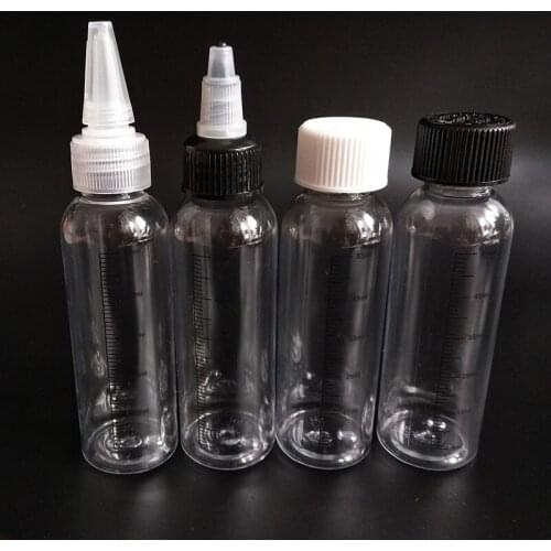 PET 60ml Liquid measurement Bottle Graduation Scale WaterPlastic Refillable Bottle with Childproof Twist Off Caps