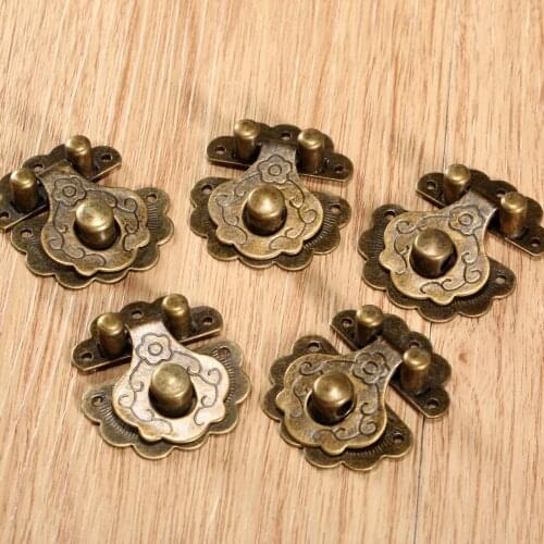 5Pcs 40x36mm Antique Bronze Drawer Cabinet Lock Latch Hasps Clasp Jewelry Box Wooden Case Suitcase Decorative Buckle with Screws