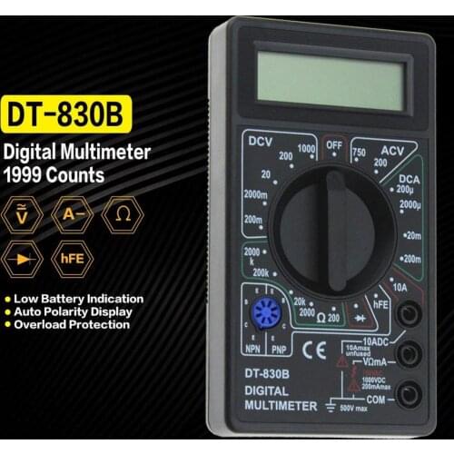 LCD Digital Multimeter AC/DC 750/1000V Digital Mini Multimeter Probe for Voltmeter Ammeter Ohm Tester Meter Voltage Current