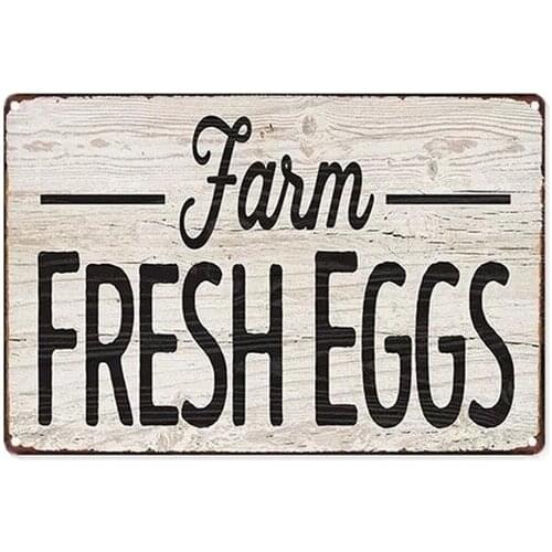 Farm Fresh Eggs Market Art Retro Plaque Metal Tin Signs Country Sale Signboard Wall Decor Vintage Nostalgia Tin Plate 20X30Cm