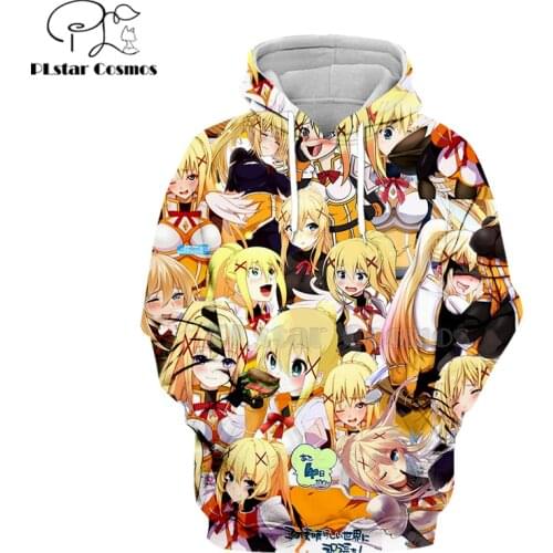PLstar Cosmos 2020 Hipster Anime hoodies Cute girl Streetwear Hoody Darkness of Konosuba Comic 3D Print Harajuku Zipper jacket