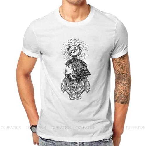 Egyptian Goddess with Eye of Horus Hipster TShirts Ancient Egypt Men Style Pure Cotton Tops T Shirt O Neck Oversized