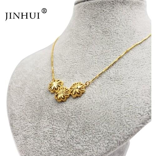 JINHUI fashion women gold color necklaces pendant Jewelry 45cm chain Giving girl Friend gifts Party wedding wear Ornament