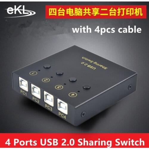 EKL 2 Ports 4 Ports USB 2.0 Sharing Switch Switcher Adapter Box For PC Scanner Printer manual switch computer software switch