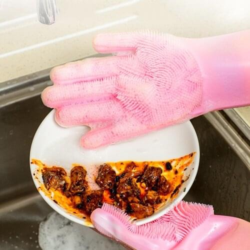 Kitchen Silicone Cleaning Gloves Silicone Dish Washing Gloves Household Scrubber Rubber Dishwashing Car Pet Gloves