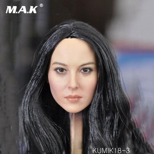 KUMIK18-31 1:6 Scale Female Head Sculpt Black Hair Head Carving Model Toys for 12 inches Woman Action Figure Body Accessory