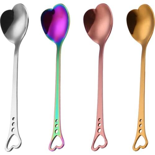 Stainless Steel Spoon Non-toxic Hollow Heart Shaped Coffee Spoon Stirring Spoon Mug Dessert Spoon Kitchenware For Kitchen Coffee