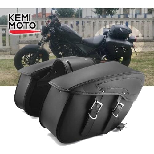 Motorcycle Saddlebag Leather Waterproof Luggage Bags For Sportster XL883 For Triumph Rocket Roadster For Kawasaki Vulcan Touring