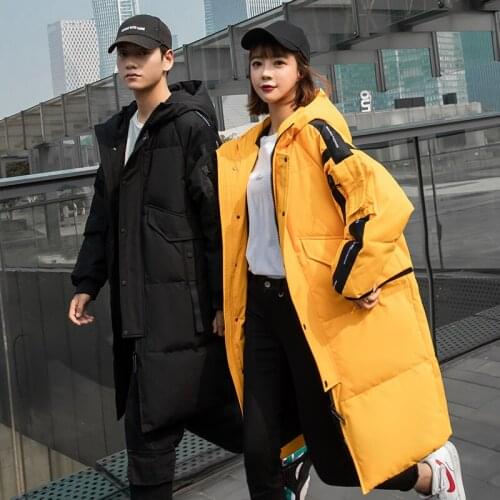 New Mens Long Parkas Coat Loose Thick Warm Hooded Black Yellow Outwear M2