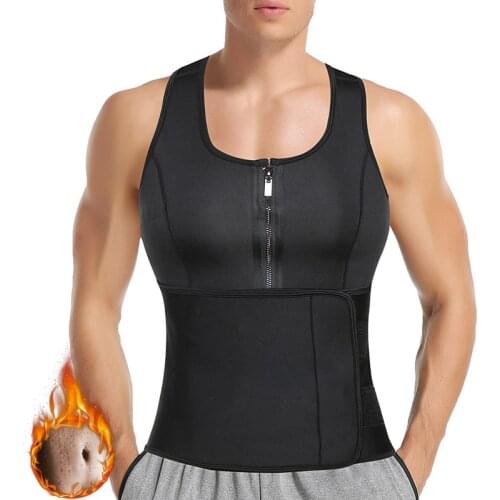 Mens Sauna Vest Fitness Body Shaper Abdomen Reducing Shapewear Sweat Corset Top Shirt Waist Trainer Slimming Belt Fat Burning