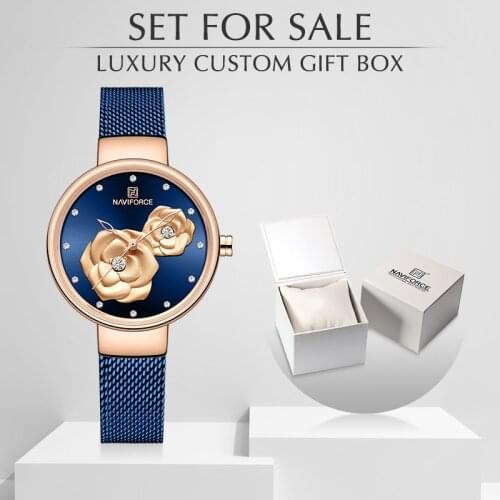 NAVIFORCE New Watch with Box Luxury Brand Creative Design Steel Mesh Womens Watches Female Clock Relogio Feminino Set For Sale
