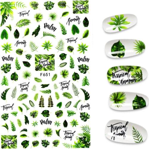 The New 3D Nail Sticker Fruit Cocktail Leaf Nail Art Decorations Foil Colorful Summer Design Nails Accessories Manicure Stickers