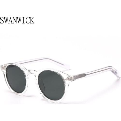 Swanwick women round sunglasses for men polarized yellow black TR90 transparent glasses uv400 driving gifts 2021 korean style