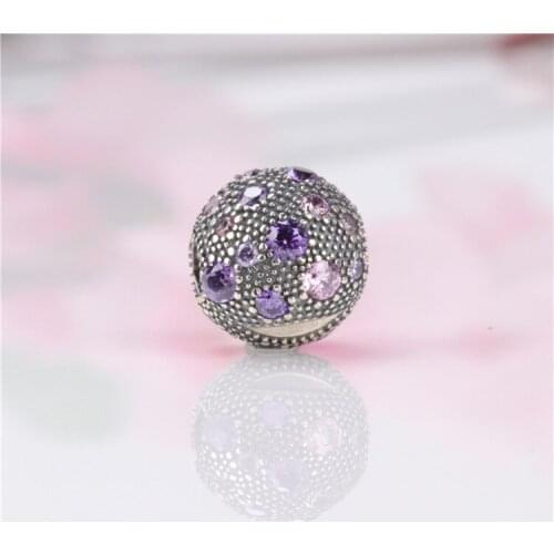 Bewill Authentic S925 Silver Positioning Buckle Inlaid Zircon Purple Star Fixed Clip Fit Original Bracelet