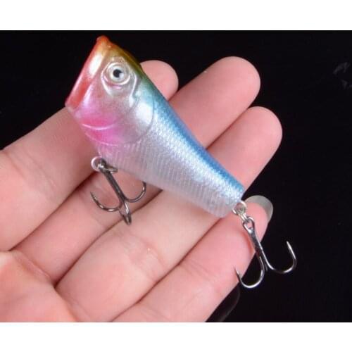 New Arrival 1pcs Fishing Lures High Quality Popper Plastic Fishing Tackle 5 Colors Available 5cm 8g Hard Baits 6# Hooks 3D Eyes
