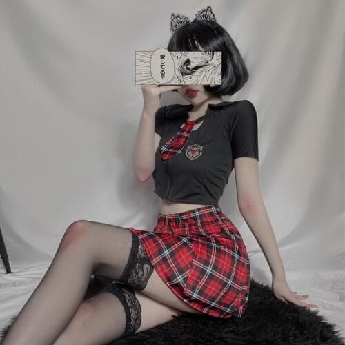 Sexy Lingerie JK Uniform Lolita Mini Top Skirt Sailor School Girl Cosplay Costume Erotic Roleplay Student Porno Sex Adult Dress