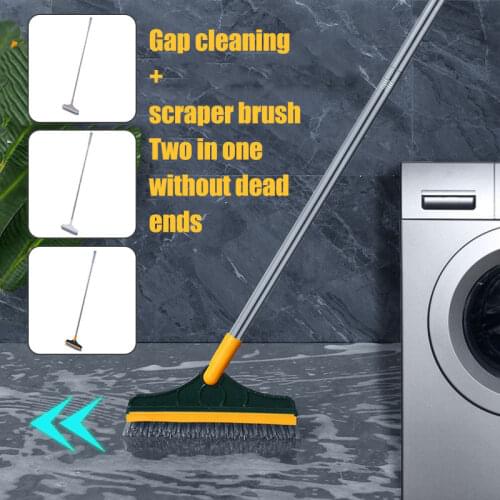 2 in 1 Floor Brooms Brush Scrub Brush with Long Handle Bathroom Wiper with 120 Degree Rotatable Head for Home Kitchen Window