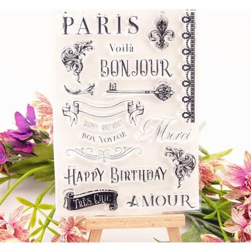 10.5x15cm key of Paris Transparent Clear Stamps Silicone Seals Roller Stamp DIY scrapbooking photo album/Card Making wedding