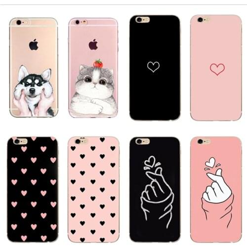 Silicone For iphone 8 plus 6s 6 7 8 x 10 xs max 5s 5 5se Case Soft Lovely Love Heart Animal Cat Dog Cover Bag For iphone xr