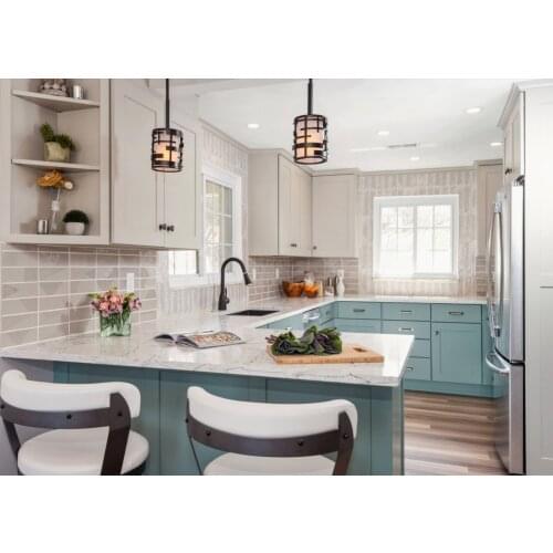 North America Modern Wood White Shaker Small Kitchen Cabinet Set Sample Pantry Unit With Sink