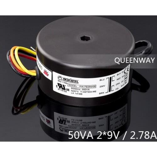 T-012 2*9V 50W 2.78A NEW NORATEL Sealing Toroidal Transformer 50VA Primary Rated Voltage 0-230V 50/60Hz