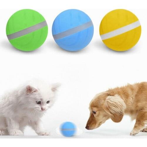 Pet USB Smart Automatic Flashing Jumping Ball Electric Ball LED Rolling Flash Ball Interactive Pet Toys For Puppy Cats