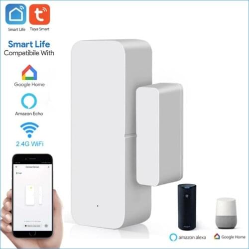 Tuya WiFi Smart Door Sensor Door Open/Closed Detectors Magnetic Switch Window Sensor Home Security Alarm With Alexa Google Home