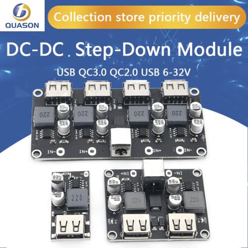 USB QC3.0 QC2.0 USB DC-DC Buck Converter Charging Step Down Module 6-32V 9V 12V 24V to Fast Quick Charger Circuit Board 5V