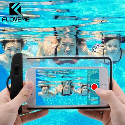 KISSCAS Waterproof Smartphone Case For Phone Pouch Bag 6.0" Underwater Luminous Phone Case For iPhone XR Huawei Xiaomi Universal