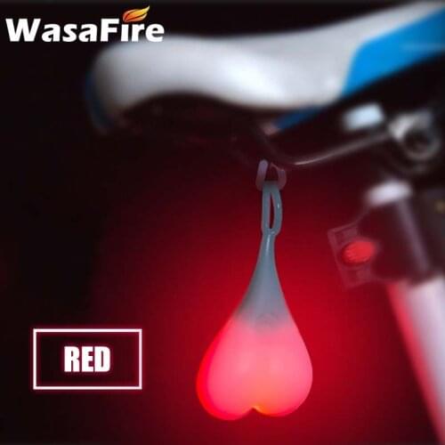 Waterproof Silicone Bike Heart Lamp Ball Light Safety Warning Rear Seat Back Lights Bicycle Taillight Power by 2*CR2032 Battery