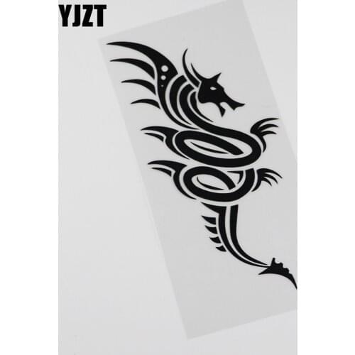 YJZT 8.8CMX17.7CM Flying Dragon Tribal Vinyl Car Sticker Black /Silver Waterproof Decoration 13C-0115