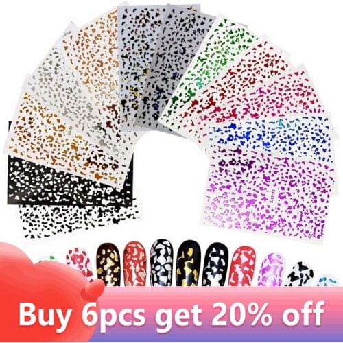 1 Sheet Nail Stickers 3D Leopard Dots Rose Gold Foil Manicure Decals for Women Nail Art Decoration