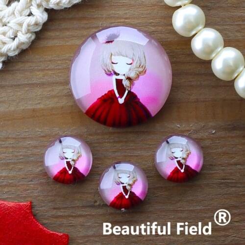 12mm 25mm 14mm 16mm 18mm 20mm Photo Glass Cabochons Round Cameo Set Handmade Settings Stone Girl FFR29