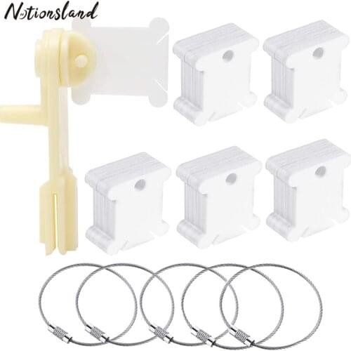 150pcs Plastic Floss Bobbins with 5pcs Bobbin Rings for Cross Stitch Embroidery Cotton Thread Craft DIY Sewing Storage Tool