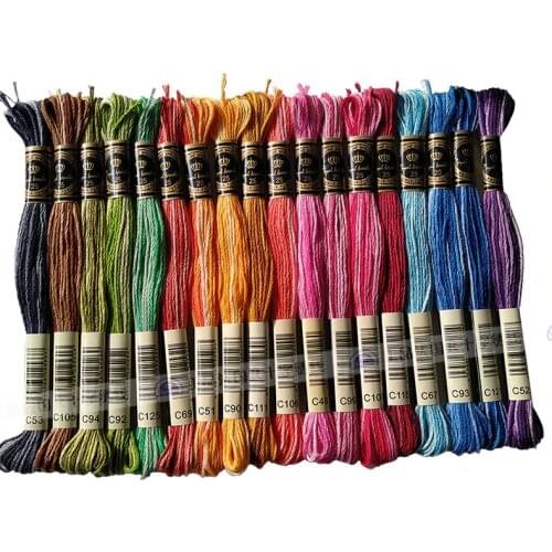 18pcs Gradient DIY Cross stich Cotton 18pcs/lot Rainbow Colorful Cross Stitch Floss Threads 8m/piece 18 Colors