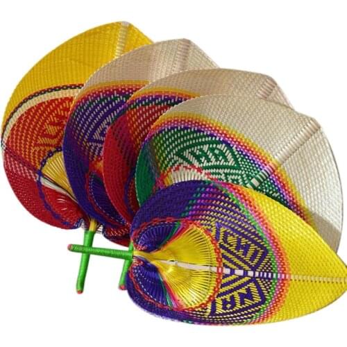 5 Pcs Summer Cooling Fan Natural Handmade DIY Peach Shaped Bamboo Woven Fan Artificial DIY Woven Cooling Fan Home Decor