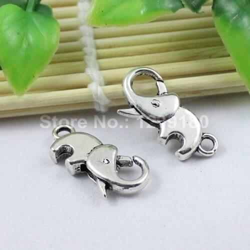 50pcs/lot Antique Silver Elephant Lobster Clasp Hooks For Necklace Bracelet Chain DIY Jewelry Accessory Parts 23x12mm (K00784)