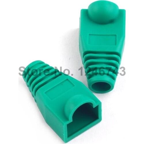 50PCS RJ45 Connector Caps cat5 cat5e cat6 Multicolour Sheath Protective Sleeve for Network Connectors Ethernet Cable Green