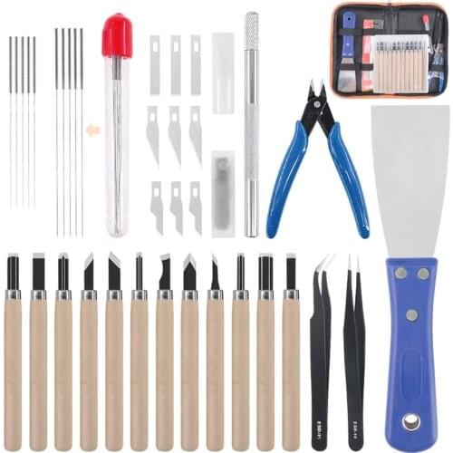 3D Printer Accessories Tool Kit Cleaning Needles Tweezers Pliers Scarper 34Pcs