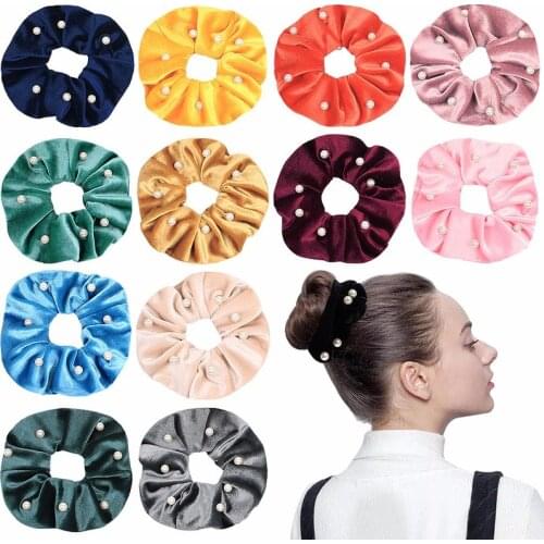 Velvet Pearl Scrunchie Women Elastic Hair Rubber Bands Gum for Girls Ties Hair Ring Rope Ponytail Holder Hair Accessories