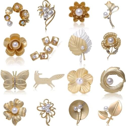 Fashion Gold Brooch Pin Rhinestone Brooches Office Pins Trendy Jewelry Accesorries Pearl Brooches For Women Girls Gift 2019 New