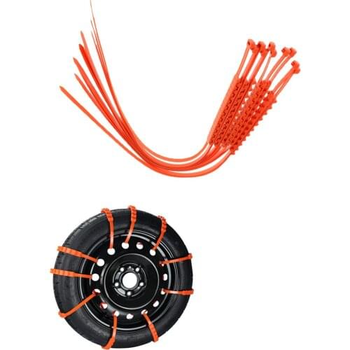 10 Pieces Car Tire Wheel Snow Chains, Emergencies Security Chains for Light Truck and SUV Tire Traction Chain Orange