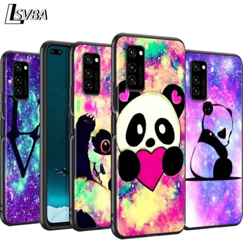 Cartoon Lovely Panda Black Cover For Huawei P40 P30 P20 P10 P9 P8 Lite E 5G 2017 2019 Pro Plus Phone Case